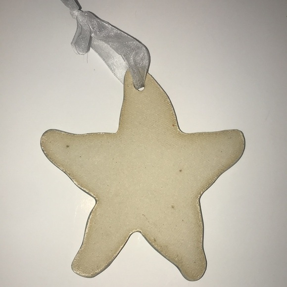 Starfish Sea Star Beach Buddies For Life Embossed Clay white Ribbon Ornament - Picture 4 of 6
